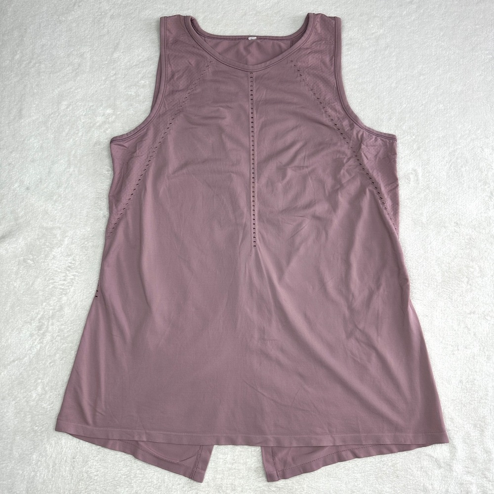 Athleta Mauve Purple Laser‎ Cut Open Tulip Back Activewear Tank Top Sleeveless